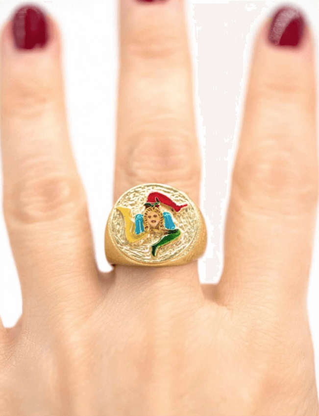 Anello Toppa Trinacria Smaltato - Terra del Sole