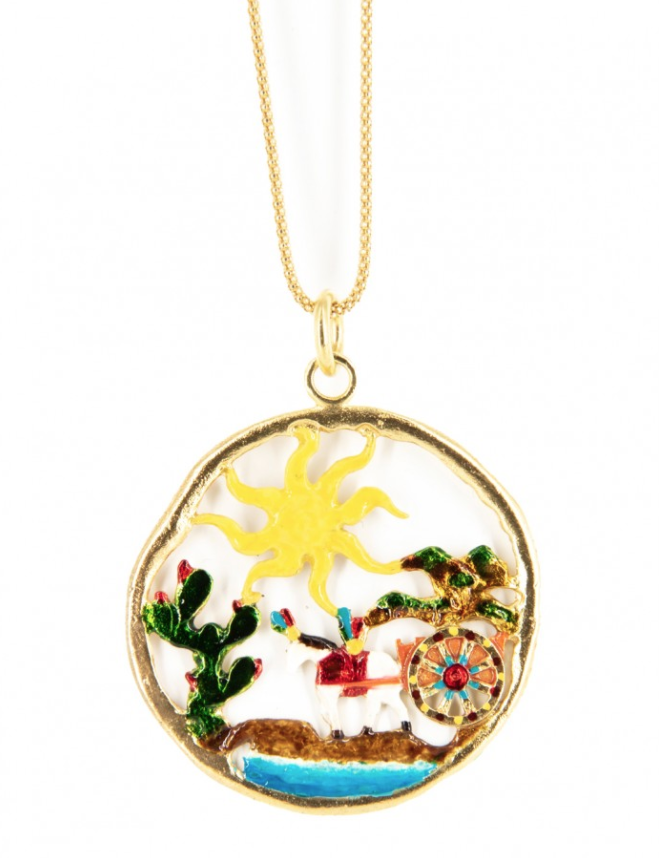 Collana Ciondolo Paesaggio Siciliano Smaltato - Terra del Sole