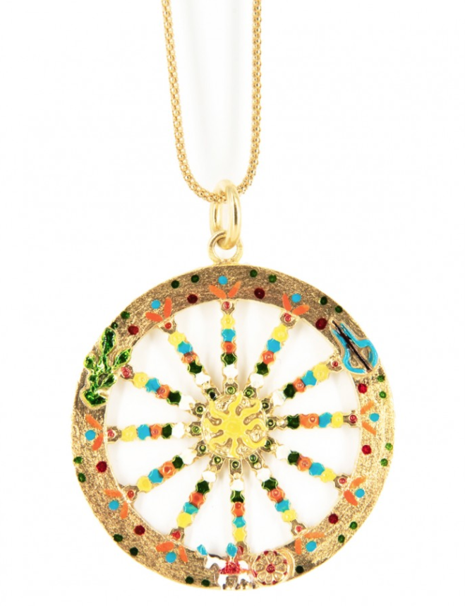 Collana Ciondolo Ruota Carretto Siciliano Smaltato - Terra del Sole