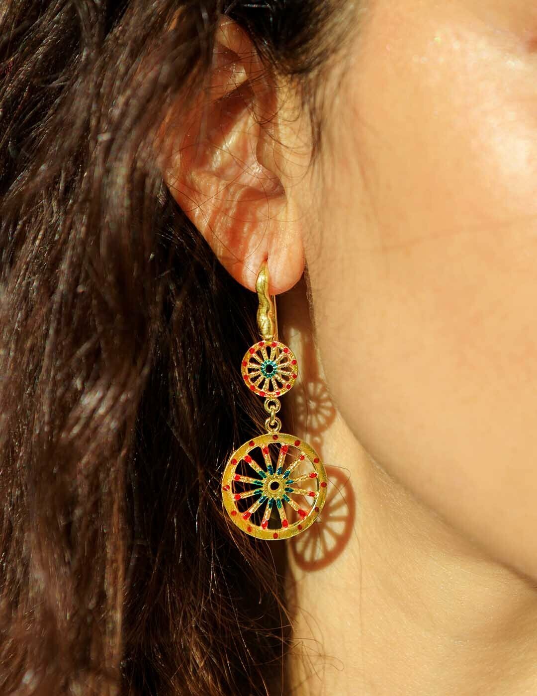 Orecchini Doppia Ruota Carretto Siciliano Smaltati - Terra del Sole