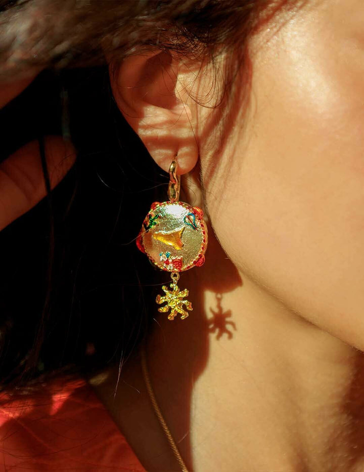 Orecchini Tamburello Siciliano Smaltati - Terra del Sole