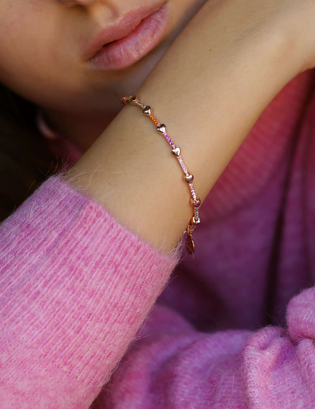 Bracciale Tennis Multicolor Cuori