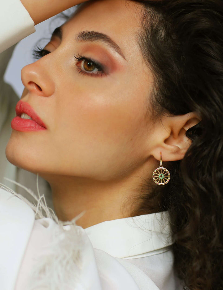 Orecchini Ruota Carretto Zirconi Pendenti