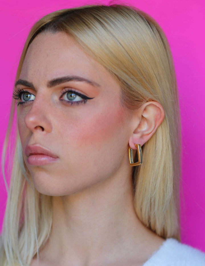 Orecchini Cerchi Canna Quadra