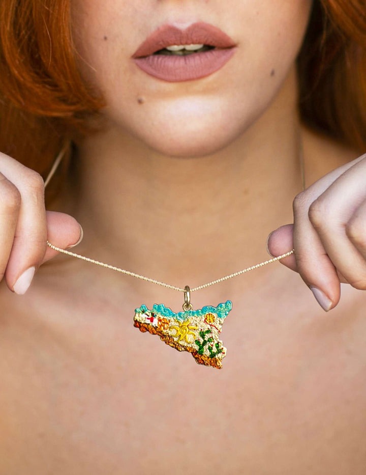 Collana Ciondolo Sicilia Smaltato - Terra del Sole