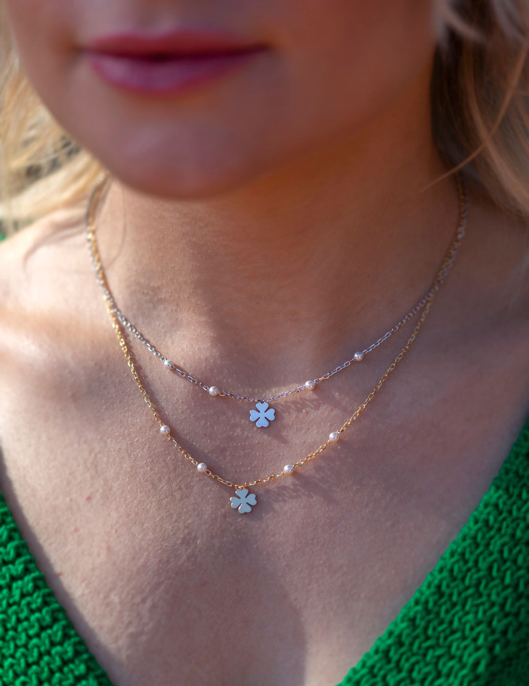 Collana Quadrifoglio Perline