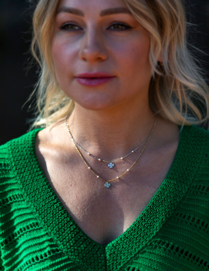 Collana Quadrifoglio Perline