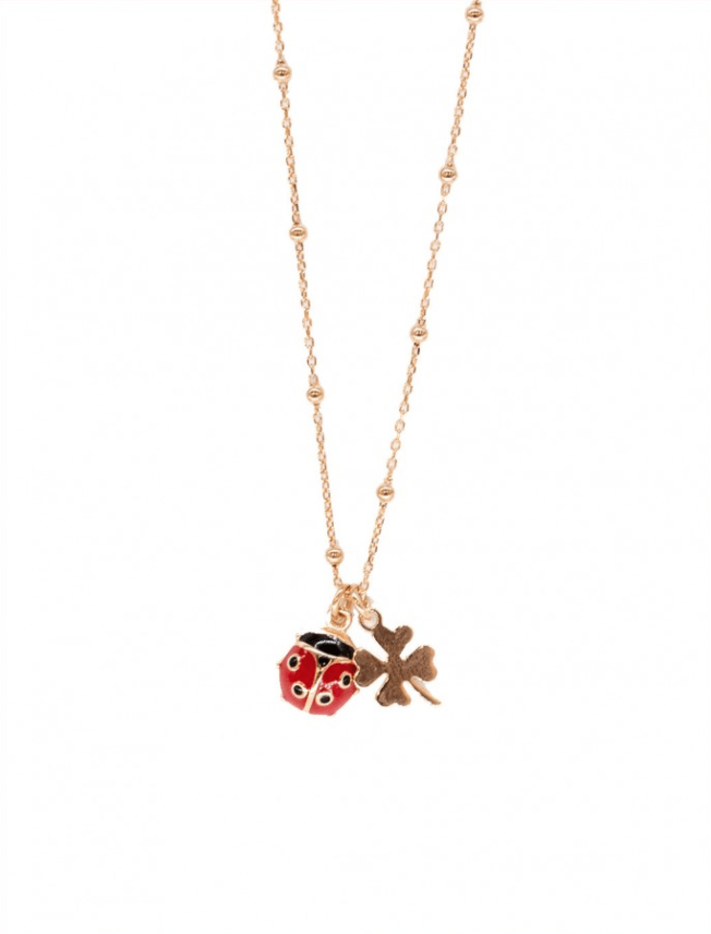 Collana Coccinella Quadrifoglio