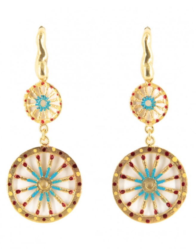 Orecchini Doppia Ruota Carretto Siciliano Smaltati - Terra del Sole