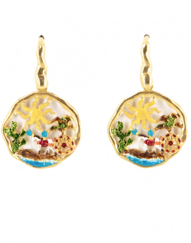 Orecchini Paesaggio Siciliano Piccoli Smaltati - Terra del Sole