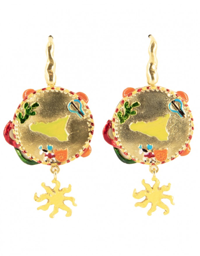 Orecchini Tamburello Siciliano Smaltati - Terra del Sole