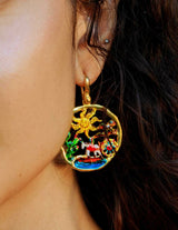 Orecchini Paesaggio Siciliano Grandi Smaltati - Terra del Sole