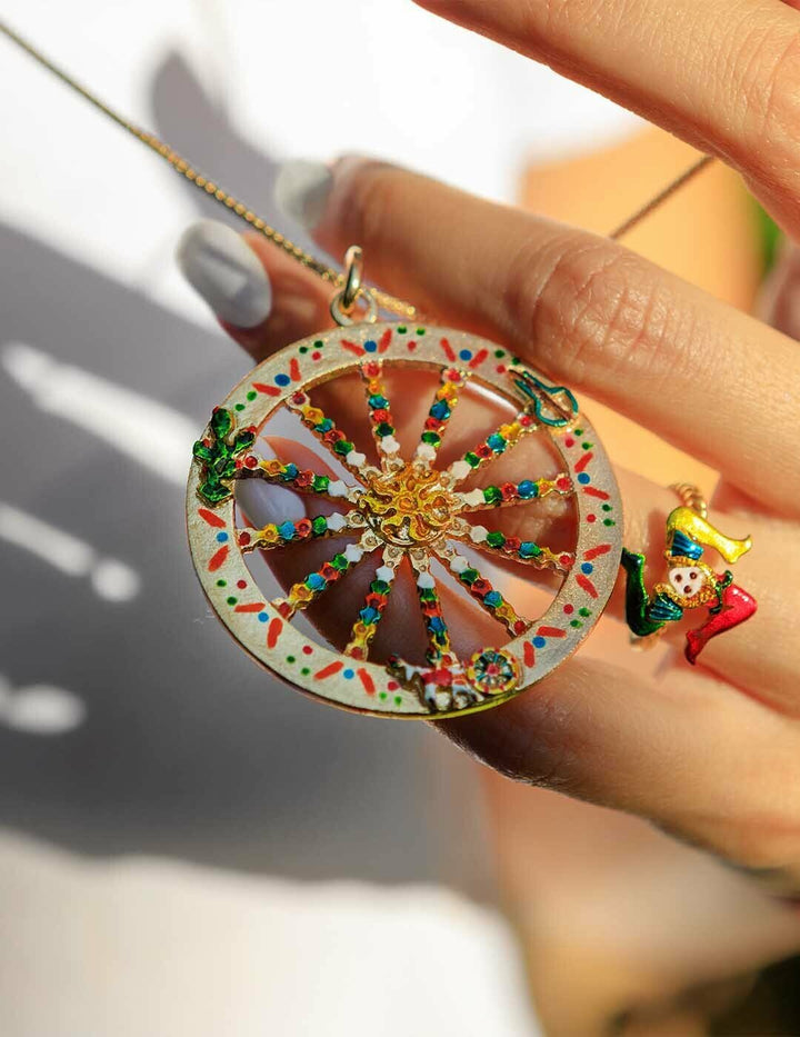 Collana Ciondolo Ruota Carretto Siciliano Smaltato - Terra del Sole