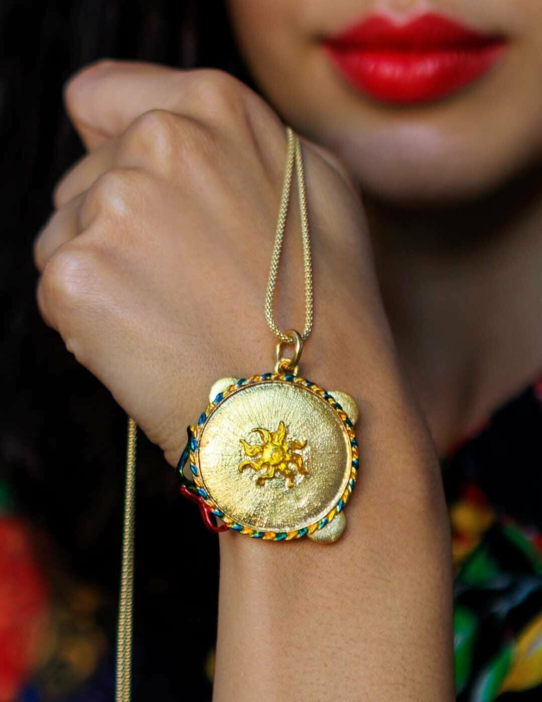 Collana Ciondolo Tamburello Siciliano Smaltato - Terra del Sole