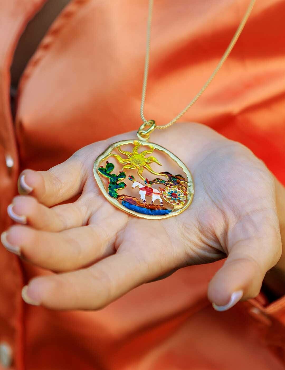 Collana Ciondolo Paesaggio Siciliano Smaltato - Terra del Sole