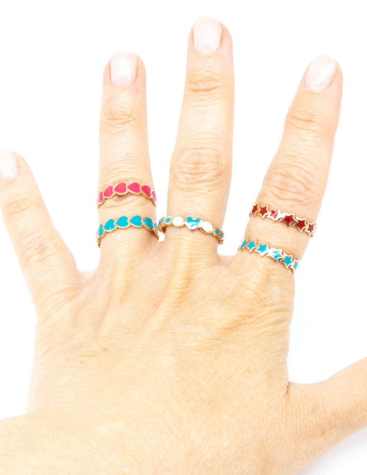 Anello Smaltato Cuore Stella