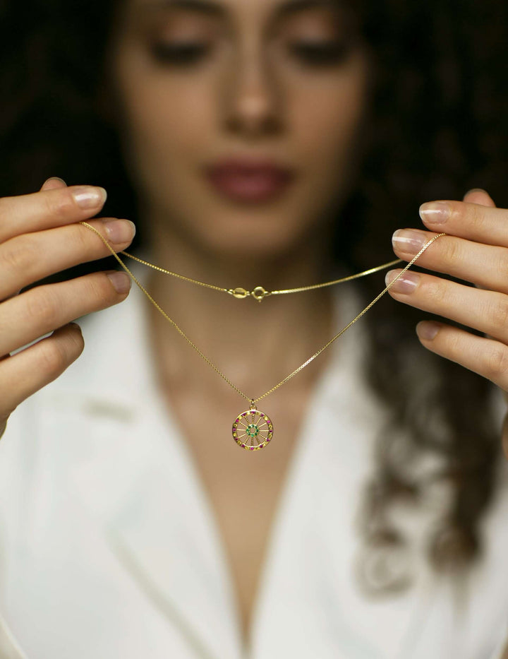 Collana Ruota Carretto Zirconi Media