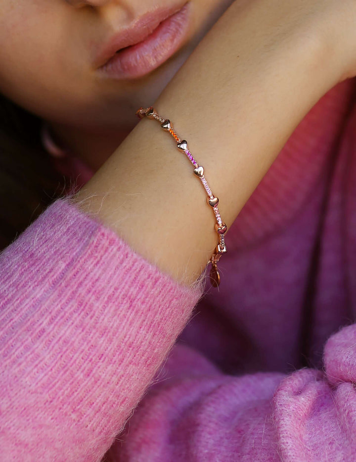 Bracciale Tennis Multicolor Cuori