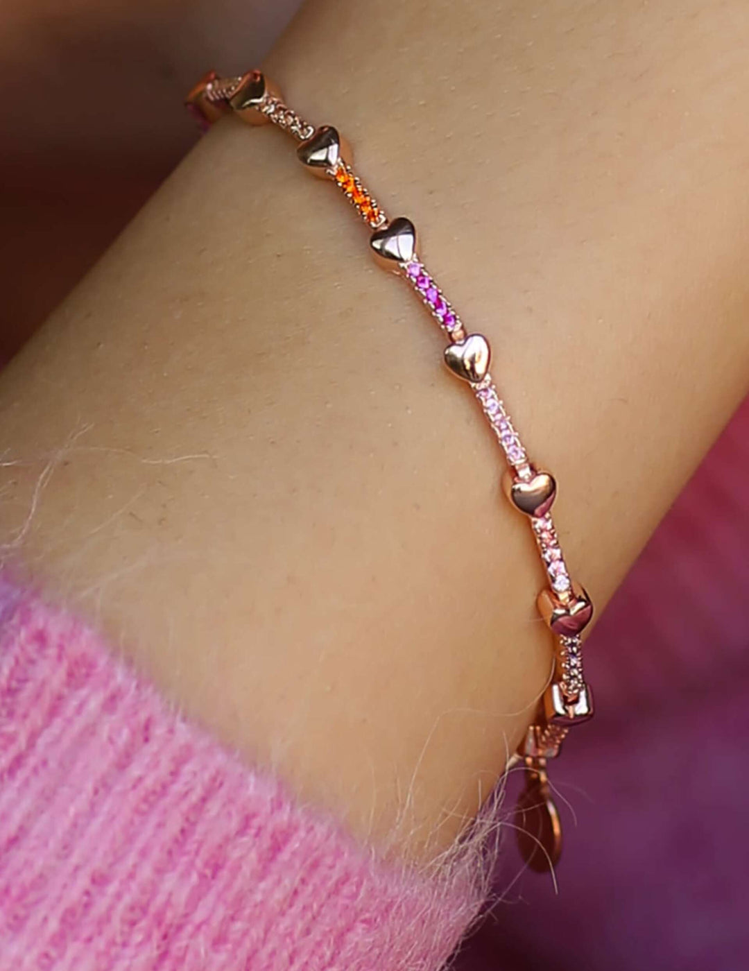 Bracciale Tennis Multicolor Cuori