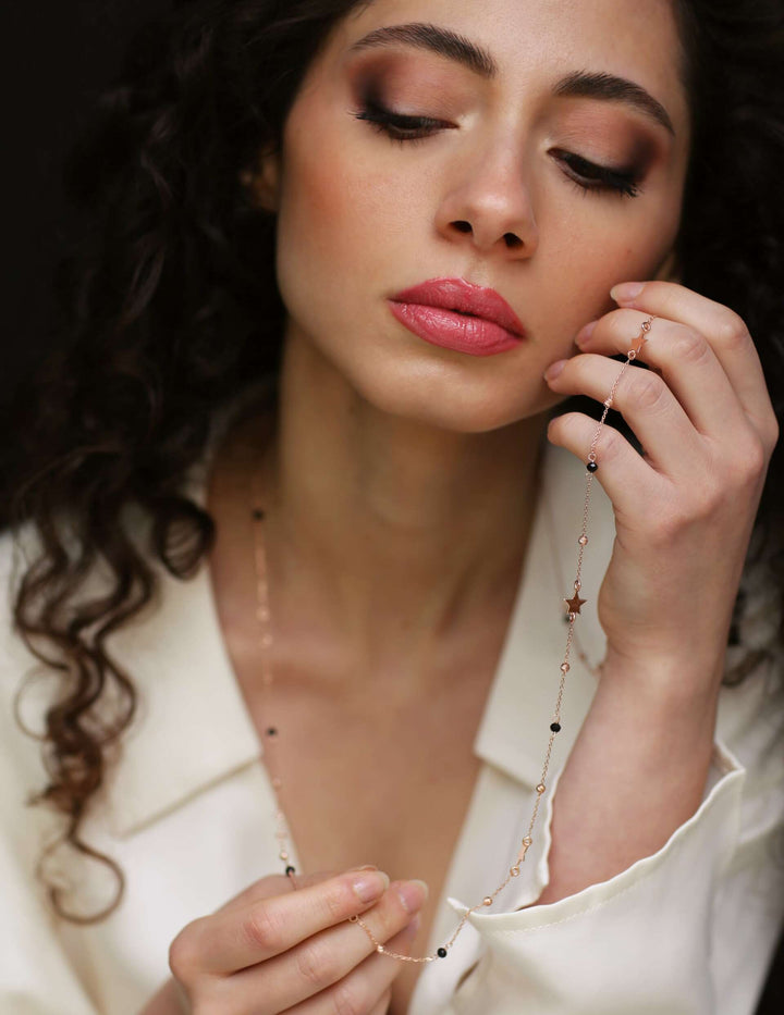 Collana Lunga Stelle e Onice