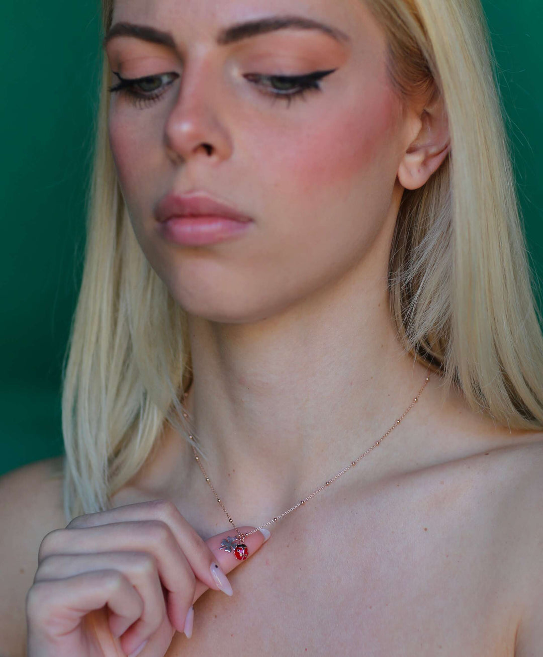 Collana Coccinella Quadrifoglio