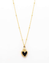 Collana Cuore Sacro Smaltato Nero