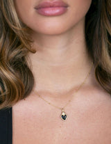 Collana Cuore Sacro Smaltato Nero