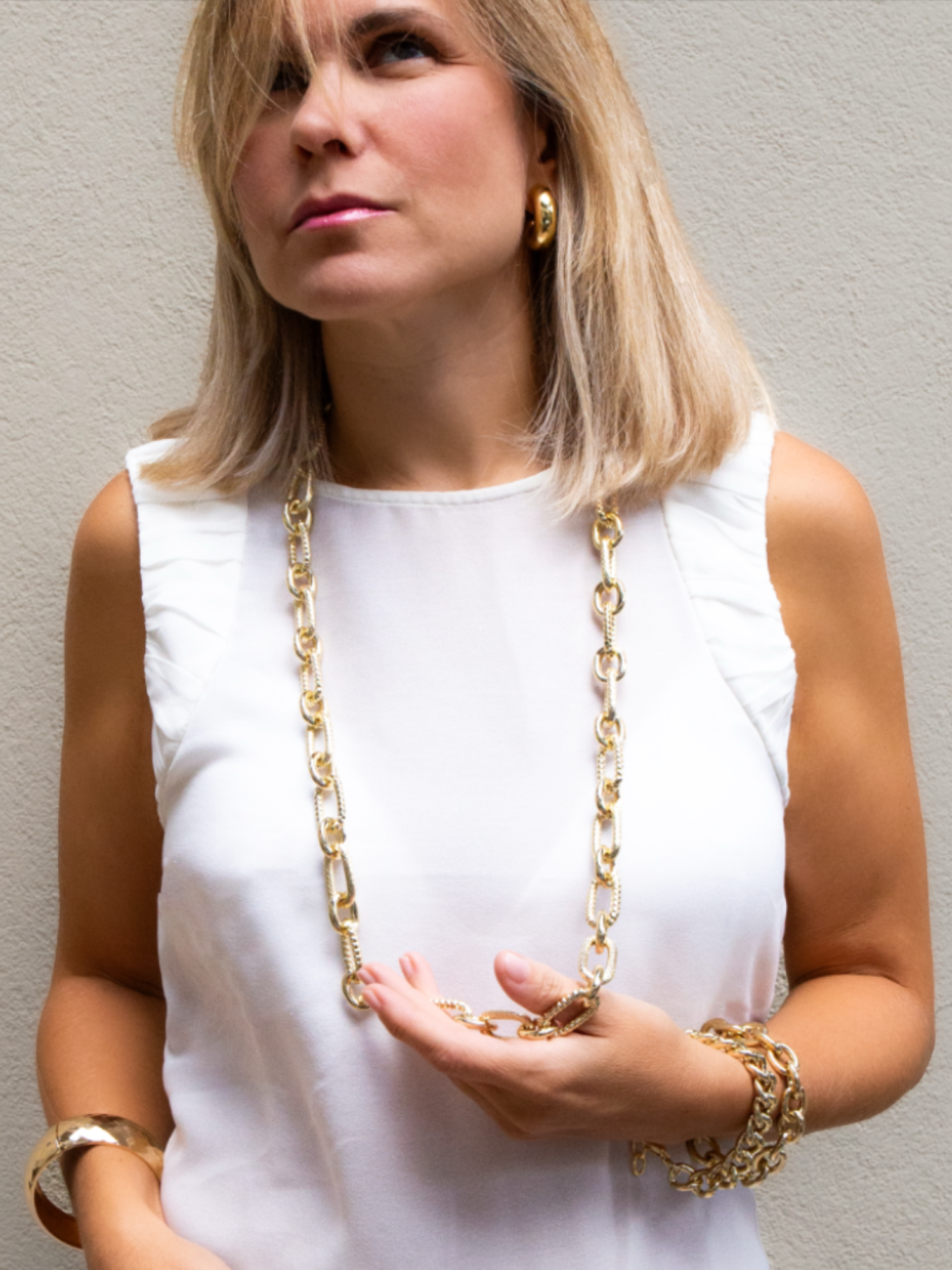 Collana Lunga Dahlia Ottone Dorato