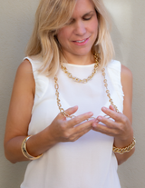 Collana Lunga Iris Ottone Dorato